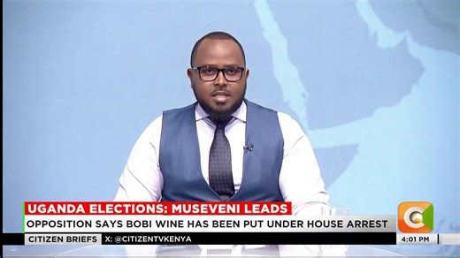 Uganda elections: Museveni leads: Museveni takes strong lead as vote counting continues UEC: President Museveni is ahead with 76.25% of the vote Opposition says Bobi Wine has been put under house arrest #CitizenBriefs | Citizen TV Kenya