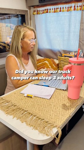 Did you know our truck camper actually can sleep 3 and could 4 if they were small kids sleeping there. That’s one of the reasons we got the booth instead of recliners. One for sleeping and two for storage. Let us know if you want to see our storage. Could you travel in a truck camper? #truckcamper #truckcamperlife #rvlife #rvstorage #rvbed #sleeps #overlanding | GillsonWheels