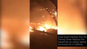 U.S. Coast Guard members from Coast Guard Training Center Petaluma's Fire Department are actively fighting the Kincaid Fire in California. The command center recieved a request for aid to provide a fire engine and crew for an immediate-need task force with the county. They were assigned to the Geyserville area providing structural protection and have helped save 5 houses and a casino. #BravoZulu | U.S. Coast Guard Southwest District