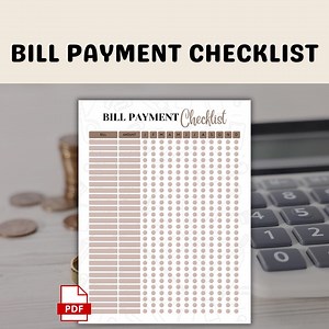 Bill Payment Checklist Printable, Monthly Bill Tracker Printable, Bills Organizer, Budget Planner, Recurring Bills Checklist - Etsy
