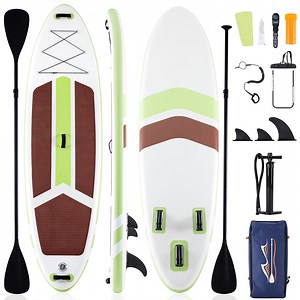 Edx Inflatable Stand Up Paddle Boards 10 ft 5 in with Premium SUP Paddle Board Accessories, Wide Stable Design, Non-Slip Comfort Deck for Youth & Adults，brown green