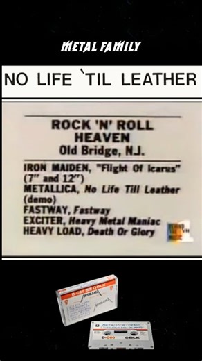 Metal family on Instagram: "No Life 'Til Leather is Metallica's legendary 1982 demo tape, crucial for launching their career, featuring the early lineup with Dave Mustaine and Ron McGovney, capturing raw thrash metal energy with tracks later on k.ill 'Em All..🤘🤘🖤🎸🎶❤️🤘 Metallica family forever🖤🖤🖤💞❤️ #metallicafamily #m72 #jameshetfield #davemustaine #viralvideos"