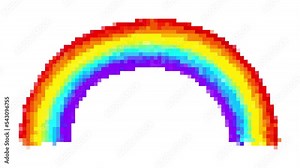 Pixel rainbow drawing animated cute element isolated. Frame by frame animation. Crazy pixel art cartoon style frame by frame classic old style animation.