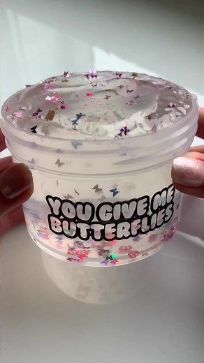 “You Give Me Butterflies” available in my next restock! (jan 22 @ 4pm pst) ♡ fireflyslime.com #slime #valentinesday