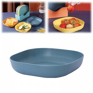 Square Ceramic Dinner Plates - Oven-Safe Modern Tableware for Daily Use, Microwave/Freezer Friendly Serving Dishes (Minimalist Stoneware) Blue