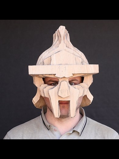 Oak Wood Carving: Maximus's Helmet