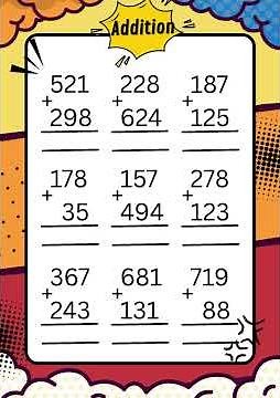 3-digit addition with carry over worksheet practice #trending #education #maths #3digit #addition