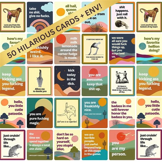 Funny Blank Cards Set: 50 Hilarious Notecards With Envelopes - Etsy