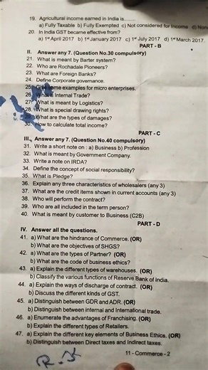 #11th standard commerce district question paper 2026#