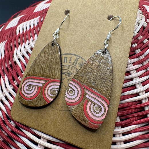 Earrings-ama (cherokee for Water) Earrings-woodcut and Epoxy Coated-made by Cherokee Artist - Etsy