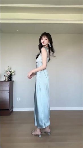 Unleash Your Style! The Ultimate Blue Satin Dress for Cool Refreshment