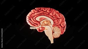 Human brain Anatomical Model 3D glossy brain on brain screen. Rotation Human Brain 3D Animation 4K video.