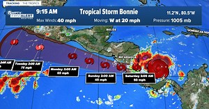 Tropical Storm Bonnie forms in the Caribbean, could become hurricane in the Pacific