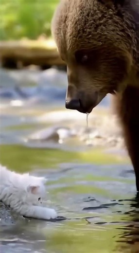 A Playful Persian Cat's Bear Cub Surprise