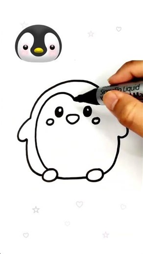 🐧 Draw a Cute Penguin #short #drawing