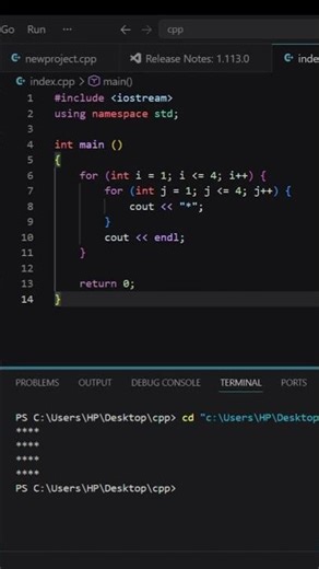 Beginner C++ Program in VS Code Part 14 💻 | Nasty loop/star pattern in VS Code 🔥 #cplusplus