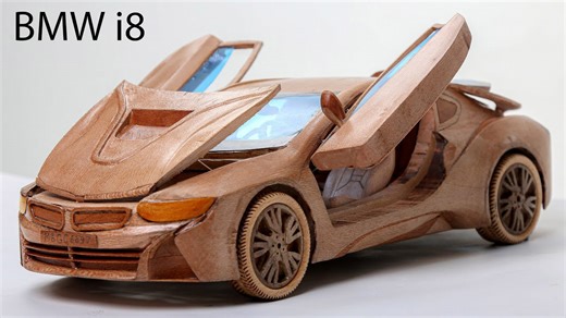 Wood Carving - BMW i8 (2020) - ASMR Woodworking, DIY Car Model by Awesome Woodcraft