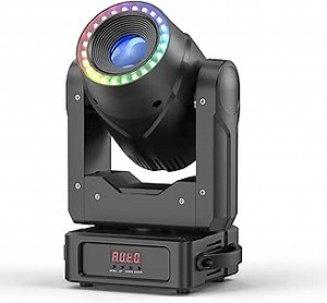 150W Ring Moving Head DJ Lights with 2-Way Rainbow Effect,7 Color 7 Gobo 3 Prism LED RGBW 4-IN-1 Stage Lighting Controlled by 13/15CH DMX-512＆Sound Activated Beam Light for Party KTV Wedding Christmas