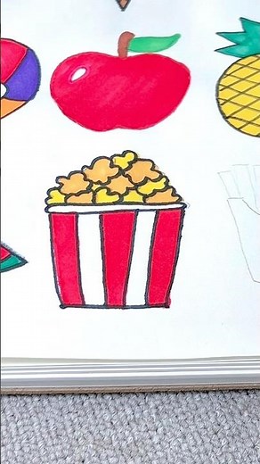 Coloring popcorn using markers #coloring #markers