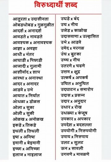 Virudharthi shabd Marathi