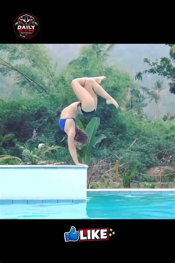 Perfect Handstand Dive into Pool | Extreme Balance & Core Strength
