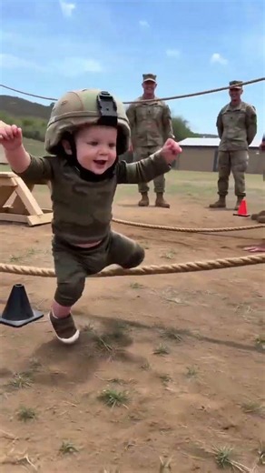 The Cutest Recruit in Basic Training! 🪖🇸#armykid #militarylife #cutebaby