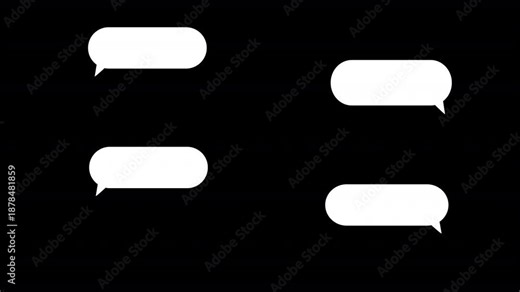 Text message popping up text SMS message chatting bubbles message cloud, on transparent background with alpha channel in 4k