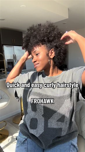 Frohawks are so cute and timeless 🥰 not to mention quick and easy! Products used: @Mizani Coil Oil Gel EdgeBooster Strong Hold Gel #curlyhairstyles #easyhairstyles #curlyhair #hairtutorial #frohawk