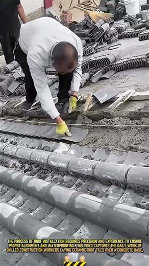 Roof Laying Work: Daily Worker Process of Laying Ceramic Roof Tiles #dailywork #shorts