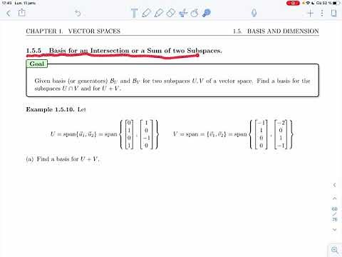 Linear Algebra 2 - 1.5.5 - Basis for an Intersection or a Sum of two Subspaces (Video 1)