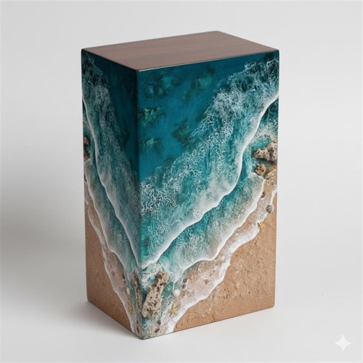 Ocean Wave Memorial Urn Box Human Ashes Beach Theme Coastal Keepsake Blue Sea Design - Etsy
