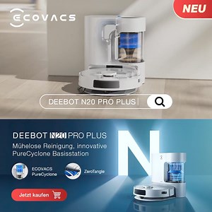 Entdecke den neuen DEEBOT N20 PRO PLUS! Beutelloser Staubbehälter: Spart Geld & schont die Umwelt PureCyclone-Technologie: Trennt effizient Luft und Staub, verhindert Saugkraftverlust Starke 8000 Pa Saugkraft ZeroTangle Anti-Haar-Verhedderung | ECOVACS | Facebook