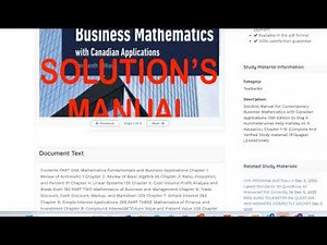 Solution Manual For Contemporary Business Mathematics with Canadian Applications 13th Edition