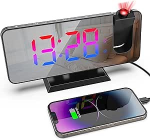 Amazon.com: 321Wasay Digital Alarm Clock With Projection on Ceiling for Bedroom - Projector Clock That Projects Time : Home & Kitchen