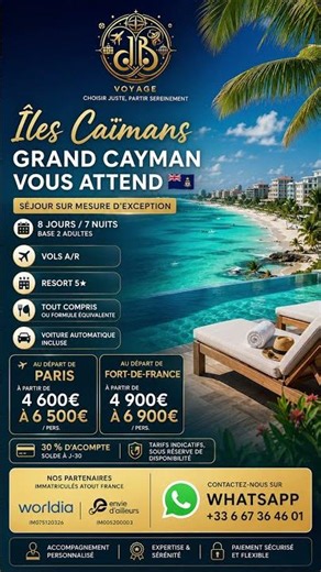 Îles Caïmans 🇰🇾 : luxe, lagons et évasion sur mesure 🌴 WhatsApp : +33 6 67 36 46 01 #JBVoyage