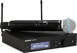 Shure SLXD24/B58 Digital Wireless Microphone System - Includes SLXD2 Handheld Transmitter with BETA 58A Vocal Mic Capsule and SLXD4 Single Channel Rack Mount Receiver | J52 Band (SLXD24/B58-J52)