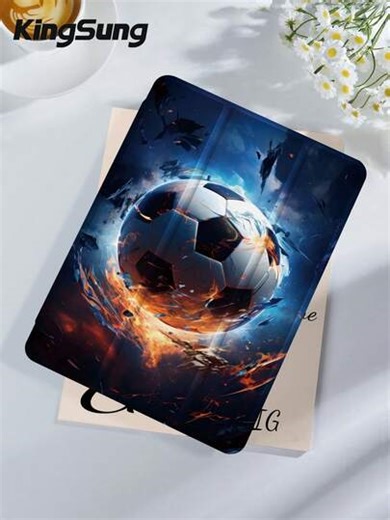 Kingsung Soccer Football-Patterned Protective Case. 2026 New Product, Compatible With IPad 9.7/10.2/10.5/10.9/12.9/Pro 11 (10th Generation), Air 8 (M4) 2026 (11-Inch), Air 6 (M4) 2036 (13-Inch), Air 8 (M4) 2026 (11-Inch), Air 8 (M4) 2026 (13-Inch), Compatible With Samsung Galaxy Tab S6 Lite 10.4-Inch, Kindle Paperwhite 12th Generation 2024 Version, Kindle 11th Generation 2022 Version, Clara Color. Features Soft Anti-Drop Protection, Intelligent Stand/Automatic Wake-Up/Sleep Function. | SHEIN