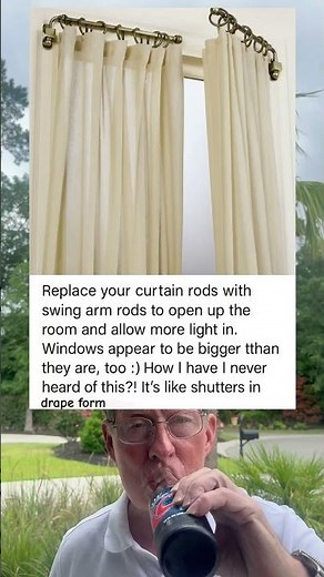 Replace Your Curtain Rods With Swing Arm Rods To Open Up The Room and Allow More Light In.