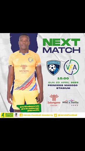 2K views · 62 reactions | NEXT MATCH We travel to KwaZulu-Natal to face Uthongathi FC.  #MotsepeFoundationChampionship ️ Uthongathi FC  Princess Magogo Stadium Sunday, 23 April 2023 ⏰15H00  Free entry #Arifhelimaanda #AriKuleiNungo #RimaVFA | Venda Football Club | Facebook