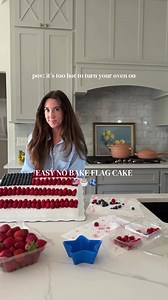 Half-Sheet Buttercream Cake with Fresh Berries — Easy No-Bake Flag Cake
