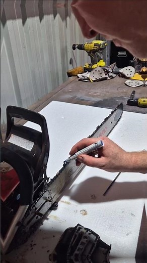 Time to sharpen the Baumr Ag pro chainsaw using a file.