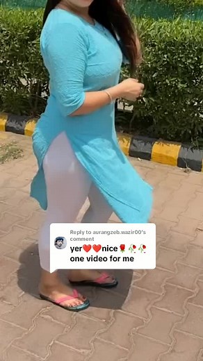 Outdoor Walk Fashion: Light Blue Top and White Leggings