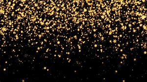 Loop Falling glow gold snowflake on black background