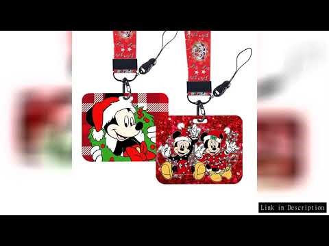 Christmas Design Disney Mickey Mouse Cute Cartoon Badge Holder ID Card Bus Card Holder Lanyard for A