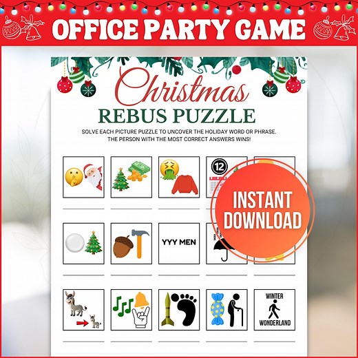 Christmas Rebus Game, Printable Rebus Puzzles, Picture Puzzle Quiz, Picture Puzzle Games, Word Play Trivia, Office Christmas Party Games - Etsy