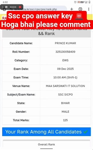 SSC CPO ANSWER KEY🚨 #ssc #cpo #ssccpo #answerkey