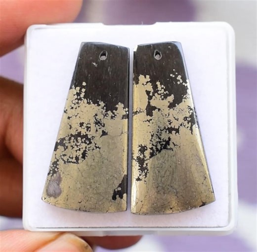 Apache Gold Pyrite Pair for Jewelry Making | Black Gold Stone - Etsy UK