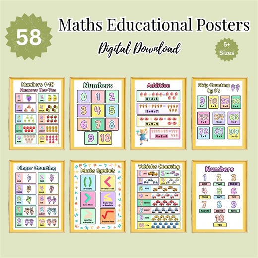 Preschool Math Printable Worksheets Bundle for Kids Ages 3–8, Kindergarten Math Posters Printable PDF, 40  Math Activities Instant Download - Etsy