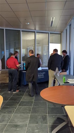 Happening now: the inaugural 2025 Technology in Business Student Showcase. Stop by the BEC Lakeside Lounge and see the amazing projects our CS and CIS students have been working on. | USI Romain College of Business