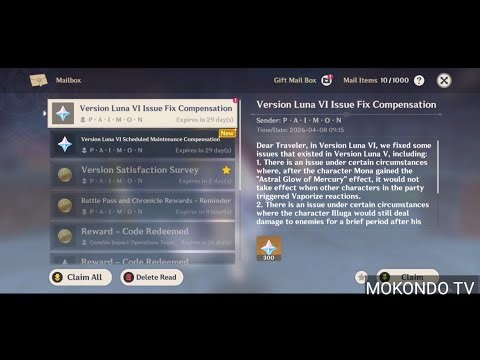 GENSHIN IMPACT 6.5 - free 600 primogem after SERVER MAINTENANCE